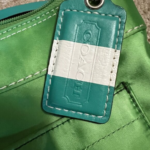 Coach Swingpack, Green Satin - Picture 5 of 11